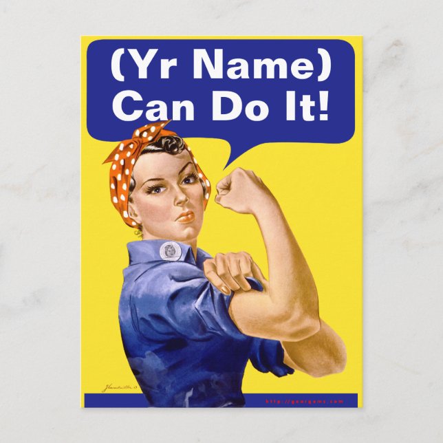 Postal Rosie Riveter "(______) ¡Puede Hacerlo!" (Anverso)