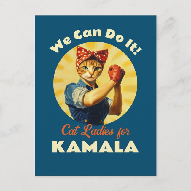 Postal Rosie The Riveter Cat Ladies Para Kamala Harris (Anverso)