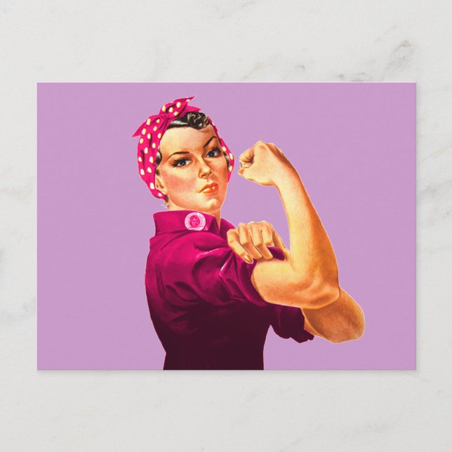 Postal Rosie The Riveter - Rosa del Cáncer (Anverso)