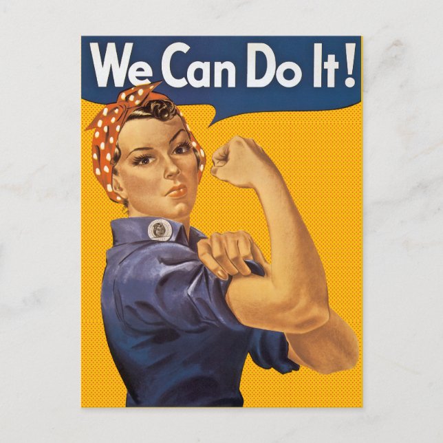 Postal Rosie the Riveter We Can Do It Red Polka Dots (Anverso)