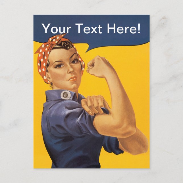 Postal Rosie the Riveter We Can Do It! Su texto aquí (Anverso)