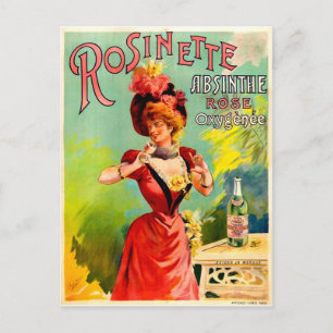 Postal Rosinette Absinthe Rosa Oxygénée Vintage Bella Art