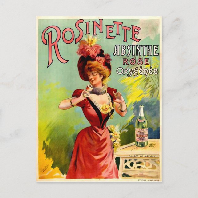Postal Rosinette Absinthe Rosa Oxygénée Vintage Bella Art (Anverso)