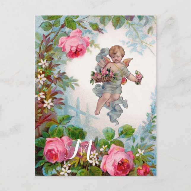 POSTAL ROSOS Y FLORES ROMÁNTICOS DE ÁNGEL ROMÁNTICO (Anverso)