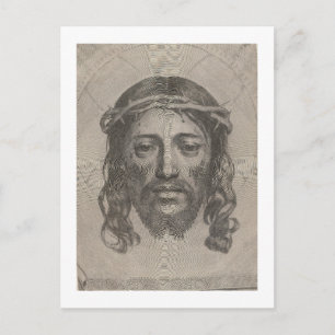 Postal Rostro de Cristo de Claude Mellan grabado de 1649