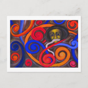 Postal Rostro entre espirales coloridas de Hassan Wahba