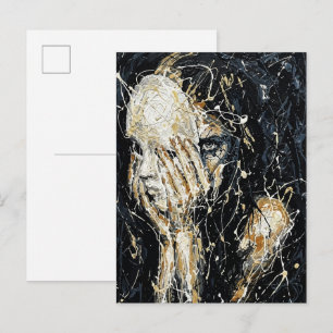 Postal Rostro fantasmal etéreo Arte abstracto que gotea N