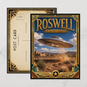 Postal Roswell Nuevo México Arte Deco Vintage Edad Dorada