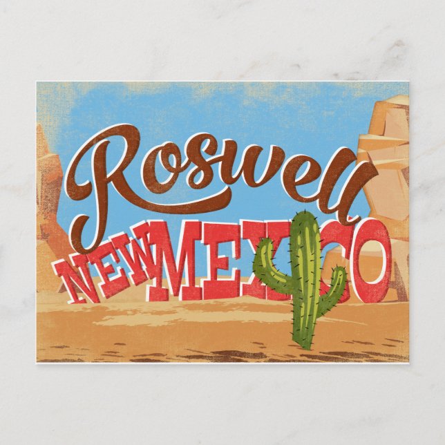 Postal Roswell Nuevo México Personalizado Deert Vintage T (Anverso)
