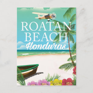 Postal Rotan Beach Honduras poster de viajes vintage