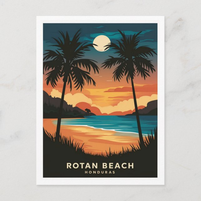 Postal Rotan Beach Honduras Retro Travel (Anverso)