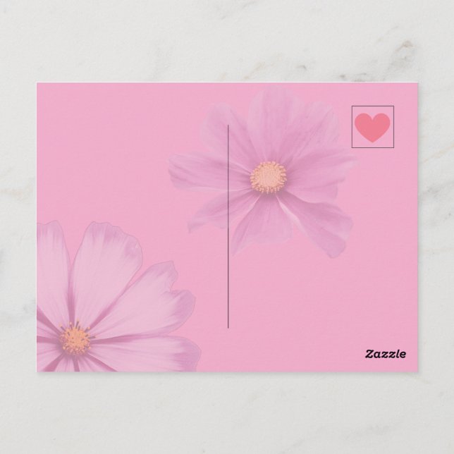 Postal Rotes Herz auf rosa - Postcard Postkarte (Reverso)