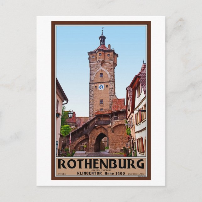 Postal Rothenburg od Tauber - Klingentor (Anverso)