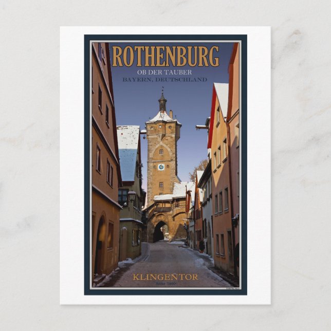 Postal Rothenburg od Tauber - Klingentor - Invierno (Anverso)