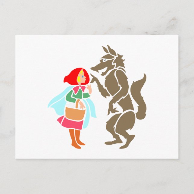 Postal Rotkäppchen Wolf pequeño capo de equitación rojo (Anverso)