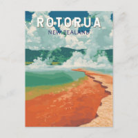 Rotorua Nueva Zelanda Ilustracion Viaje Retro