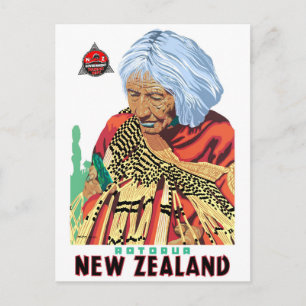 Postal Rotorua Nueva Zelanda Póster de viaje antiguo rest