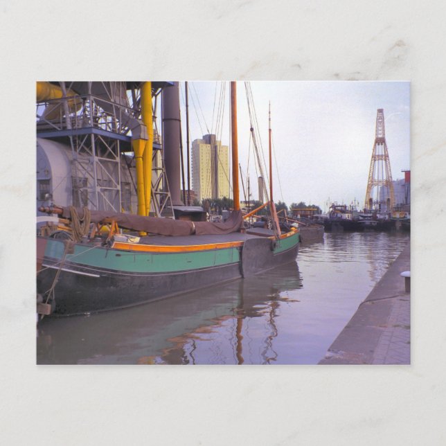 Postal Rotterdam, buques históricos, barcaza de vela hola (Anverso)