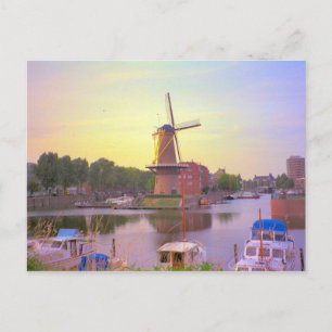 Postal Rotterdam, buques históricos, molino de viento Sch