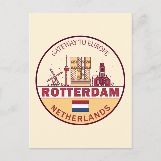 Postal Rótterdam Holanda City Skyline Emblem (Anverso)