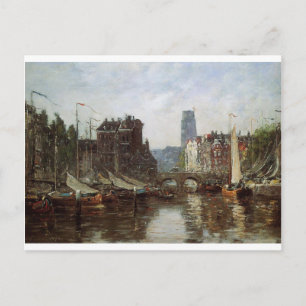 Postal Rotterdam, Le Pont de Bourse por Eugene Boudin