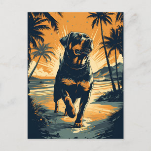Postal Rottweiler en la playa