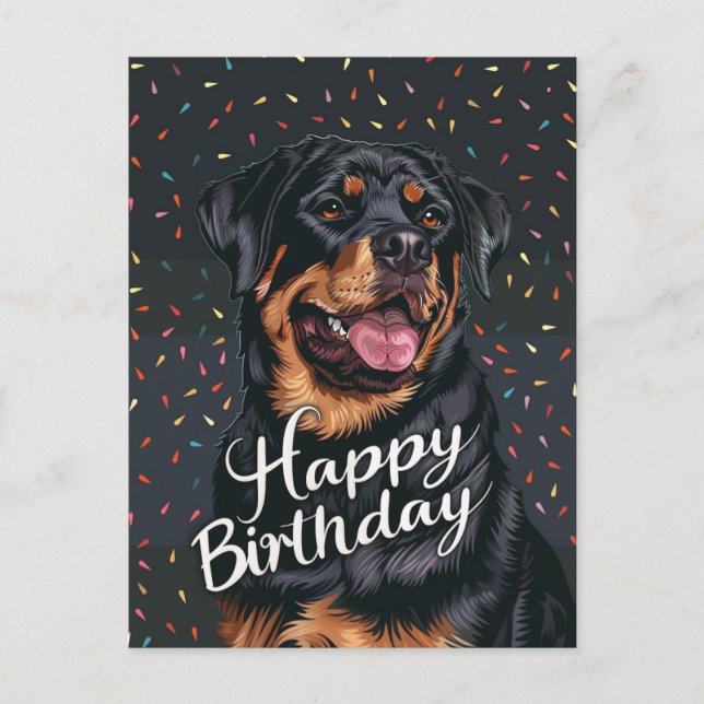 Postal Rottweiler Feliz cumpleaños (Anverso)