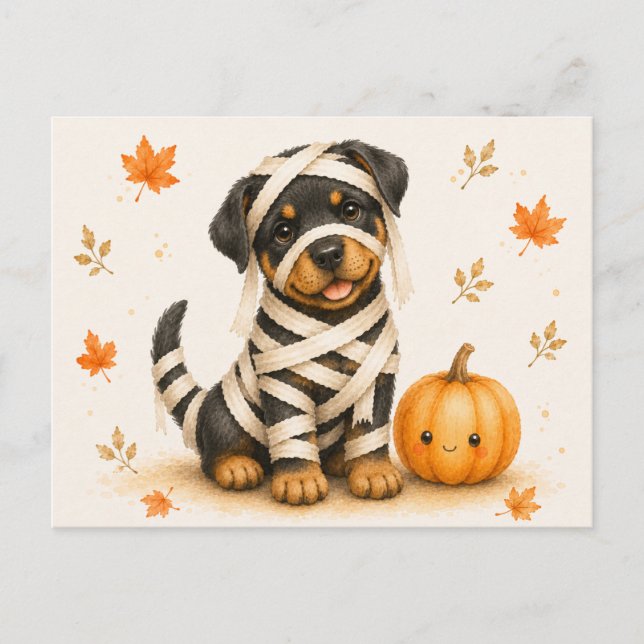 Postal Rottweiler Momia Halloween (Anverso)