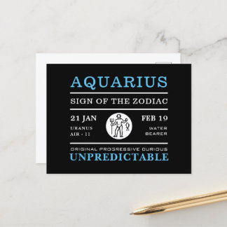 Postal Rótulo acuario del Zodiaco, Astrológico
