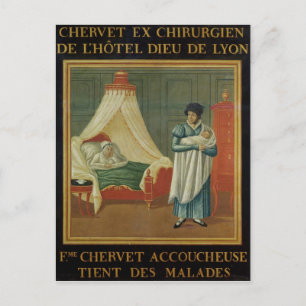 Postal Rótulo anunciando los servicios de una partera