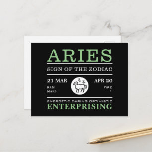Postal Rótulo Aries del Zodiaco, Astrológico