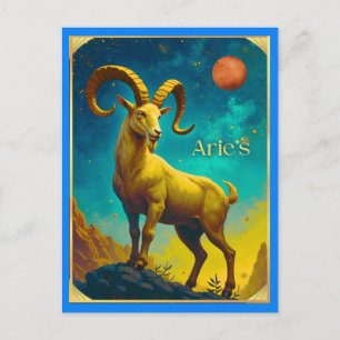 Postal Rótulo Aries el Ram Zodiac