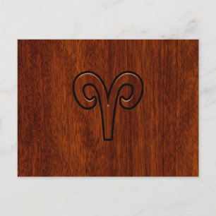 Postal Rótulo Aries sobre Mahogany, como decoración impre