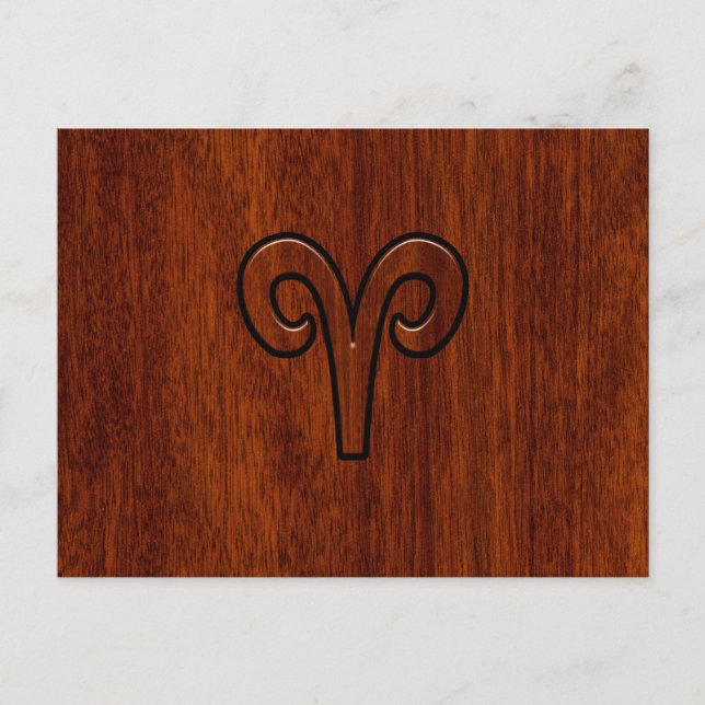 Postal Rótulo Aries sobre Mahogany, como decoración impre (Anverso)