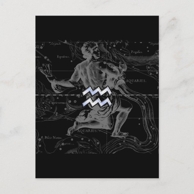 Postal Rótulo cromado como Aquarius Zodiac en Hevelius (Anverso)