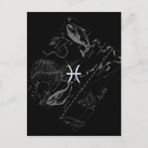Postal Rótulo cromado como Pisces Zodiac en Hevelius 1690