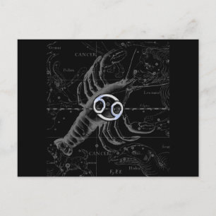 Postal Rótulo cromado de cáncer en grabado Hevelius