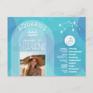 Postal Rótulo de Astrología Aquarius Zodiac Foto Nacimien