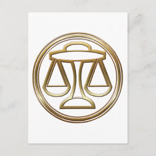 Postal Rótulo de Astrología Gold Libra Zodiac Scales