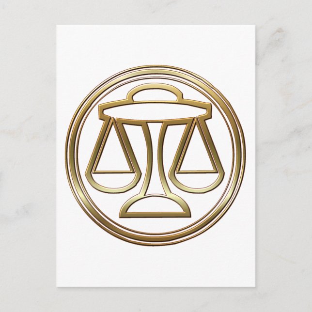 Postal Rótulo de Astrología Gold Libra Zodiac Scales (Anverso)