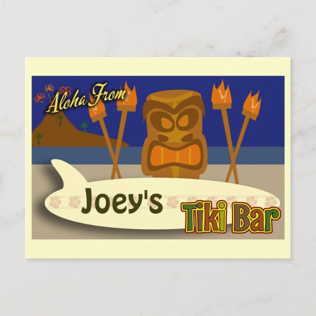 Postal Rótulo de bar personalizado Tiki (Anverso)