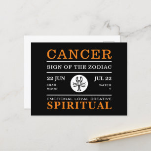 Postal Rótulo de cáncer de zodiaco, astrológico