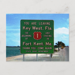 Postal Rótulo de carreteras dejando la llave al oeste, Fl