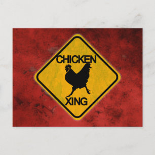 Postal Rótulo de cruce de pollo rústico