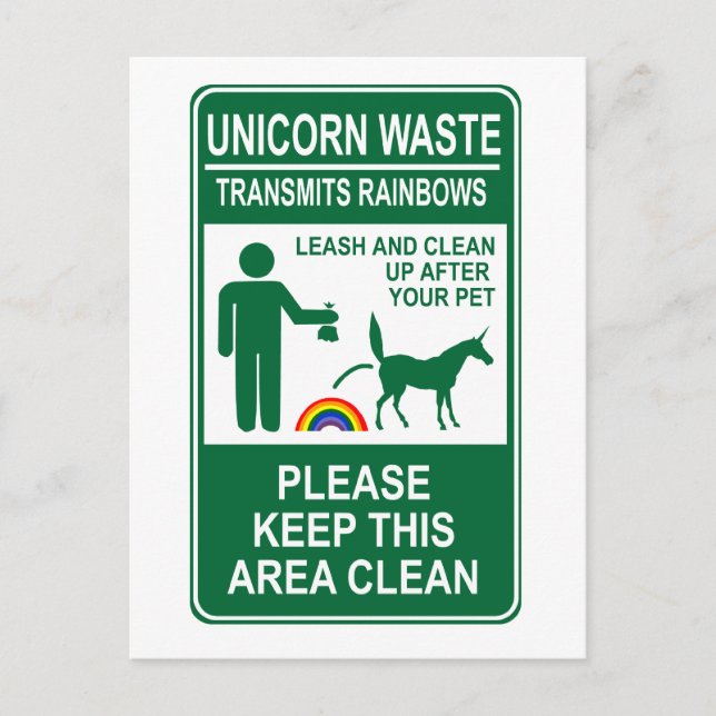 Postal Rótulo de desechos de Unicornio (Anverso)