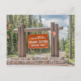 Postal Rótulo de entrada al parque nacional del Gran Tetó