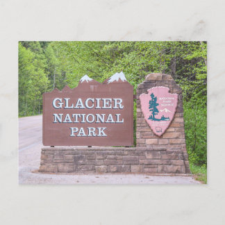 Postal Rótulo de entrada al Parque Nacional Glacier
