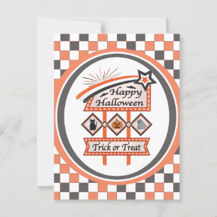 Postal Rótulo de Halloween retro vintage - Trick o trenza