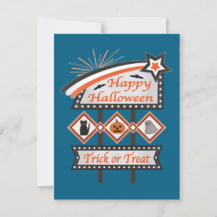 Postal Rótulo de Halloween retro vintage - Truco o trato