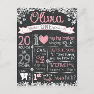 Postal Rótulo de invierno Onederland Birthday Chalkboard